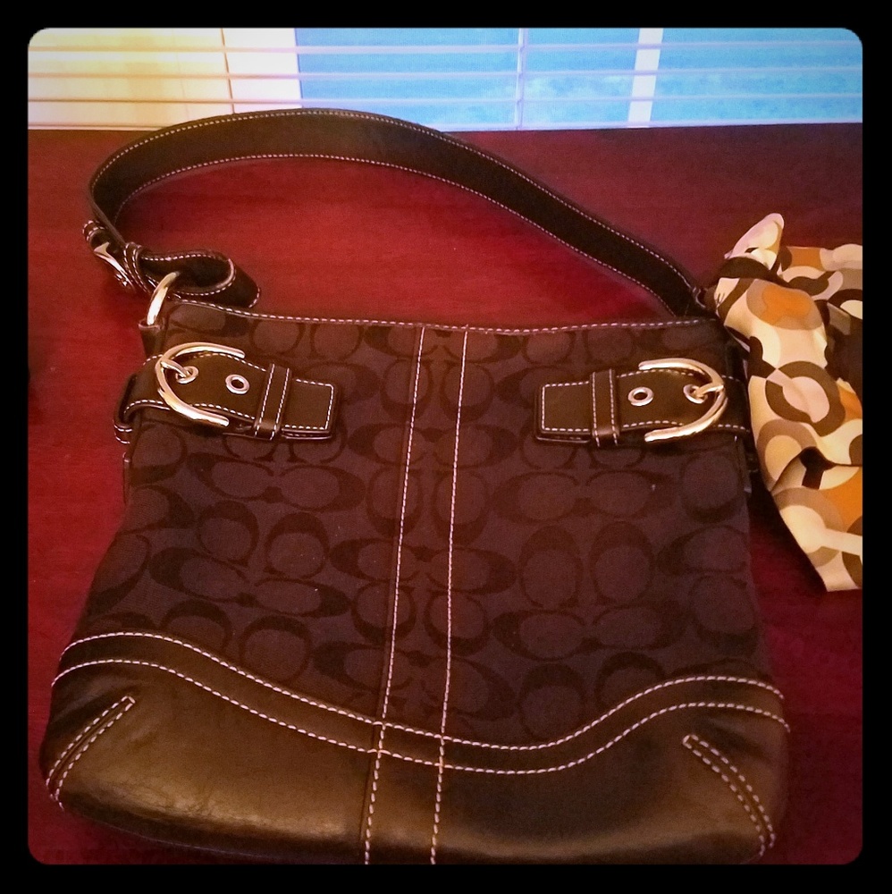 Classic Coach purse & authentic Coach scarf